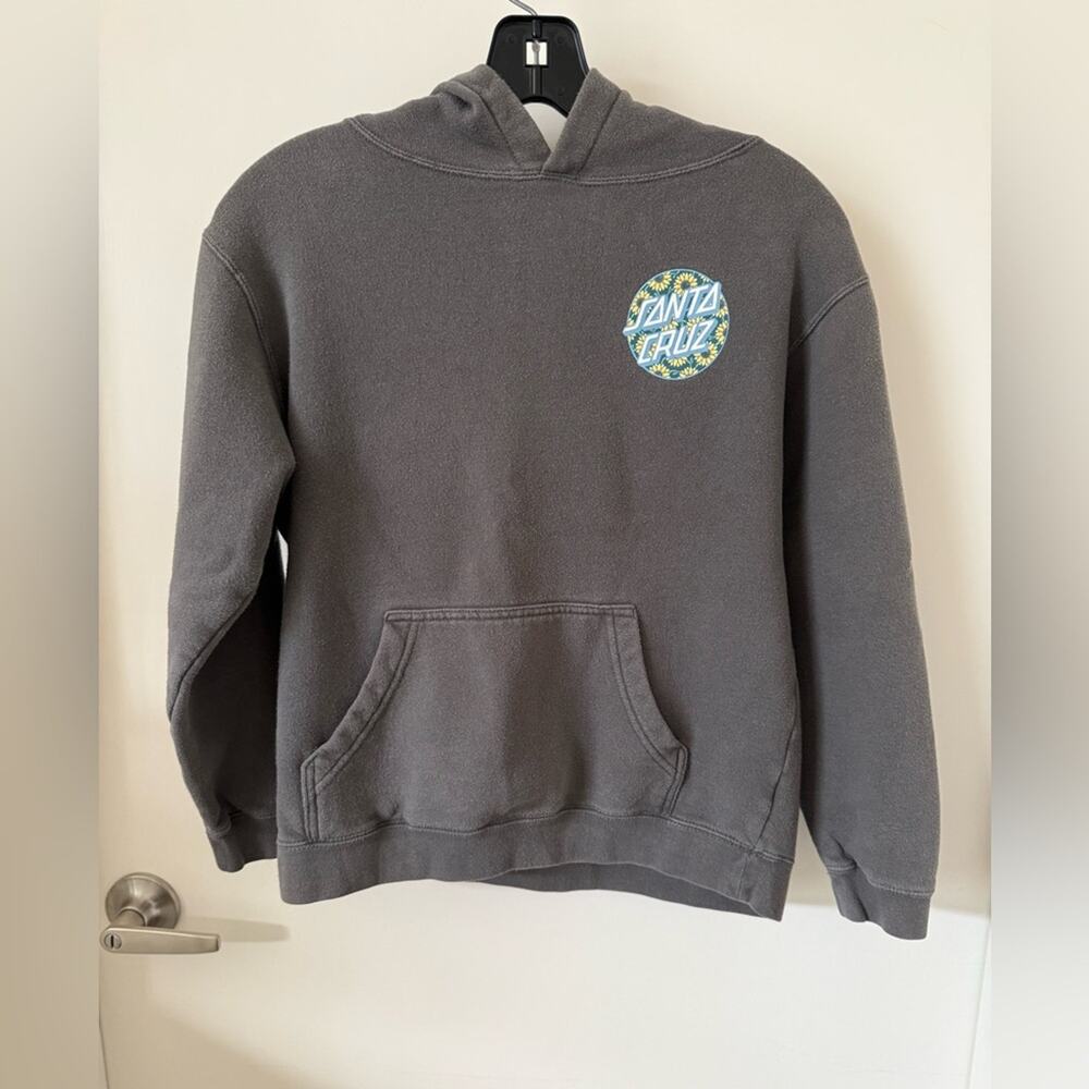 Santa Cruz Skateboards Gray Hoodie Floral Logo Small (See Measurements)